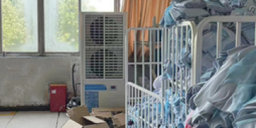 大型廠房車間降溫用蒸發(fā)冷省電空調和工業(yè)環(huán)保空調，制冷降溫效果好